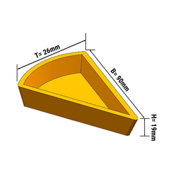 Platta för Tartletmaskin - Form: Tårtbit - överdel: 110 x 60 mm, underdel: 100 x 48mm / höjd: 20 mm