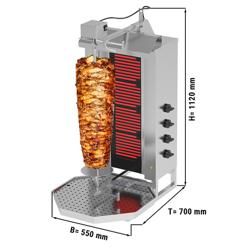 Grill kebab électrique  - 4 bruleurs - max. 60 kg - avec 2 portes battantes