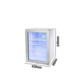 GASTRO-COOL | Minibar koelkast - 430mm - 62 liter - met 1 glazen deur - Zilver