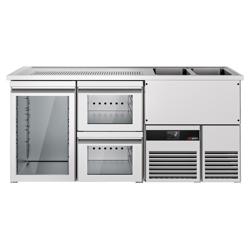 Frigider bere PREMIUM - 1950x700 mm - 1 Ușă din sticlă & 2 Sertare din sticlă