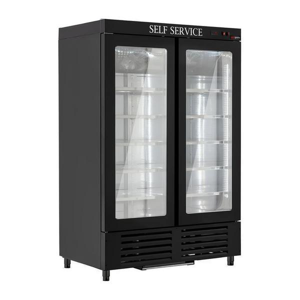 Paslanmaz çelik buzdolabı - Self servis - 2 cam kapı 