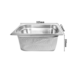 Stainless steel GN container 1/3 - perforated - Height: 200mm