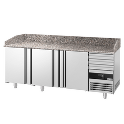 Pizzakylbänk PREMIUM - 2150x800mm - 3 dörrar och 3 lådor