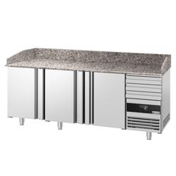 Pizzawerkbank PREMIUM - 2150x800mm - granieten werkblad - met 3 deuren & 3 laden