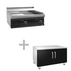 Plită electrică - netedă + striată (7,1 kW) - incl. suport cu 2 usi