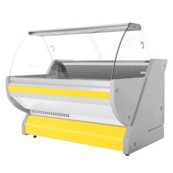 Serve Over Counter - 1725x1150mm - curved front glass - granite worktop - yellow front - capacity 340 litres
