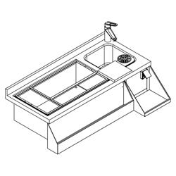 Bár/italhűtőasztal - 1,2 x 0,6 m - 150 liter - 2 fiókkal 1/2 és polcokkal
