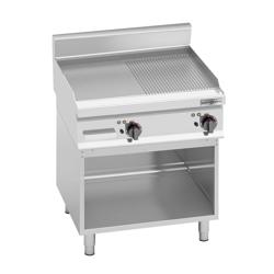 Elektromos rostlap - 8 kW - Sima és bordázott - Sütőfelület: 596x430 mm - álló - nyitott tárolóval - Professzionális