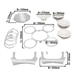 Etagere / Buffet Stand - rotating - Stainless steel - Height: 225mm - incl. 9 Melamine bowls 8x Ø200mm, 1x Ø280mm - round