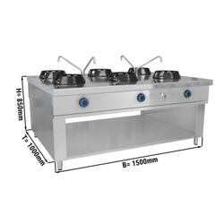 Cuisinière wok à gaz - 84 kW - 6 zones de cuisson - 2 mini-colonnes d'eau incluses
