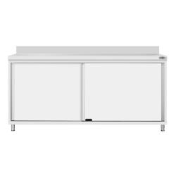 Tavolo armadiato in acciaio inox ECO - 1800x600mm - con 2 porte scorrevoli - con alzatina
