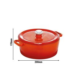 Braadpan - geëmailleerd gietijzer - 2,56 liter - Ø 20cm - hoogte: 115mm - Oranje - met deksel - geschikt voor alle warmtebronnen, inclusief inductie