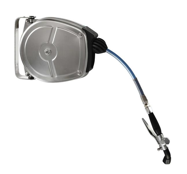 Retractable Hose Reel - 1/2" BSP - 5m - 160x392x272mm - with housing & spray gun; wall mount