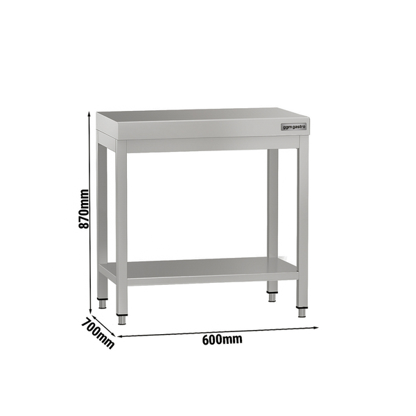 Paslanmaz Çelik Çalışma tezgahı ECO - 600x700mm - Alt Raflı, Sırtsız
