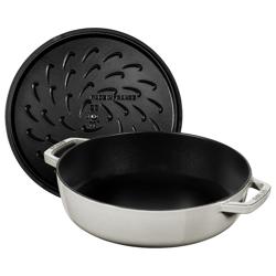 STAUB | BRAISERS - Stekpanna med Chistera Drop-Structure - Ø 240mm - Gjutjärn - Vit tryffel