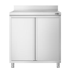 Armario de trabajo de acero Inox. PREMIUM - 0,8 m - con puerta batiente y zócalo