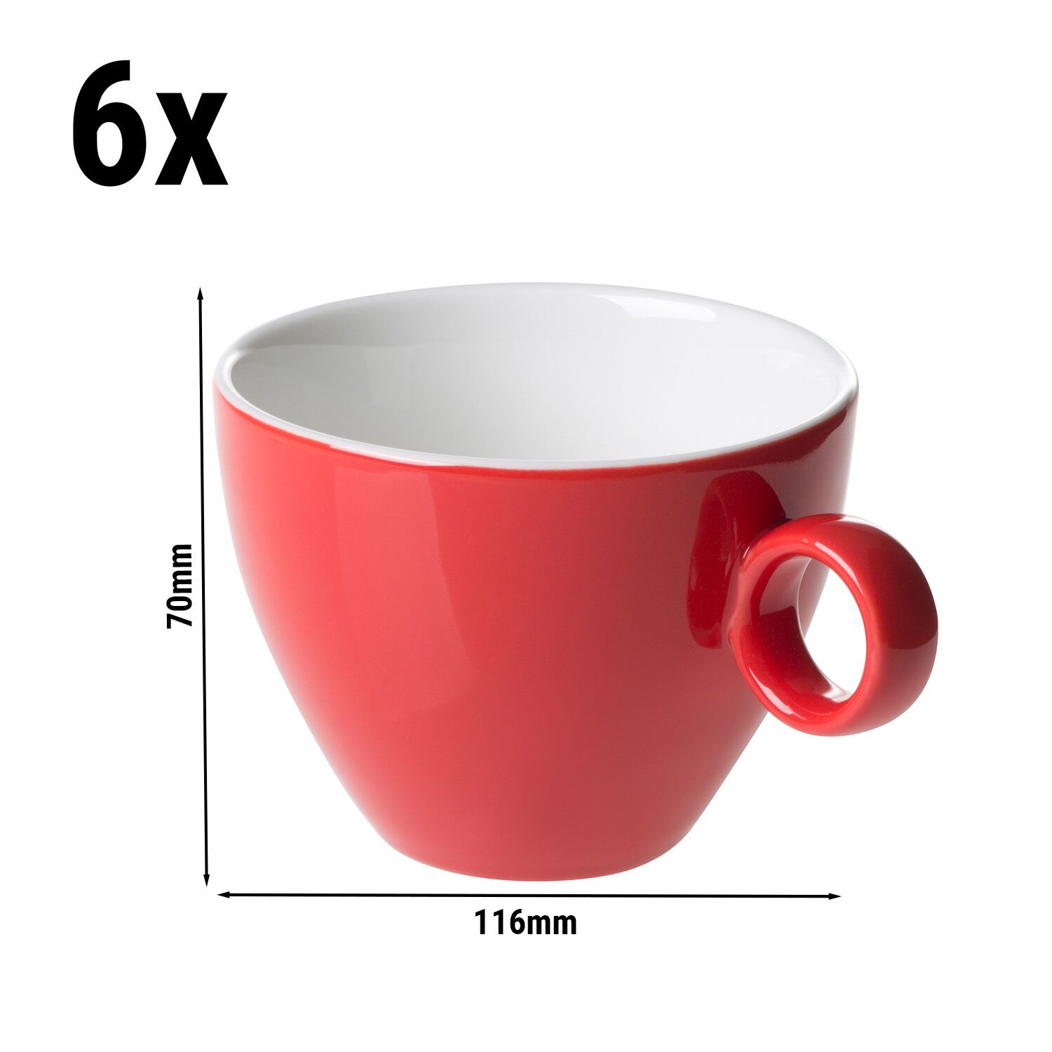 (6 pièces) BART COLOUR CAFE – Tasse à cappuccino – 230 ml – Rouge