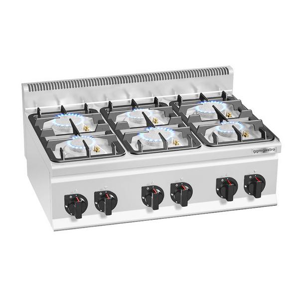 Fogão a gás - 6x queimadores (28,5 kW) com chama piloto