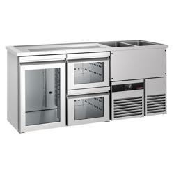 Barkoelkast PREMIUM - 1950x700mm - 1 glazen deur & 2 laden