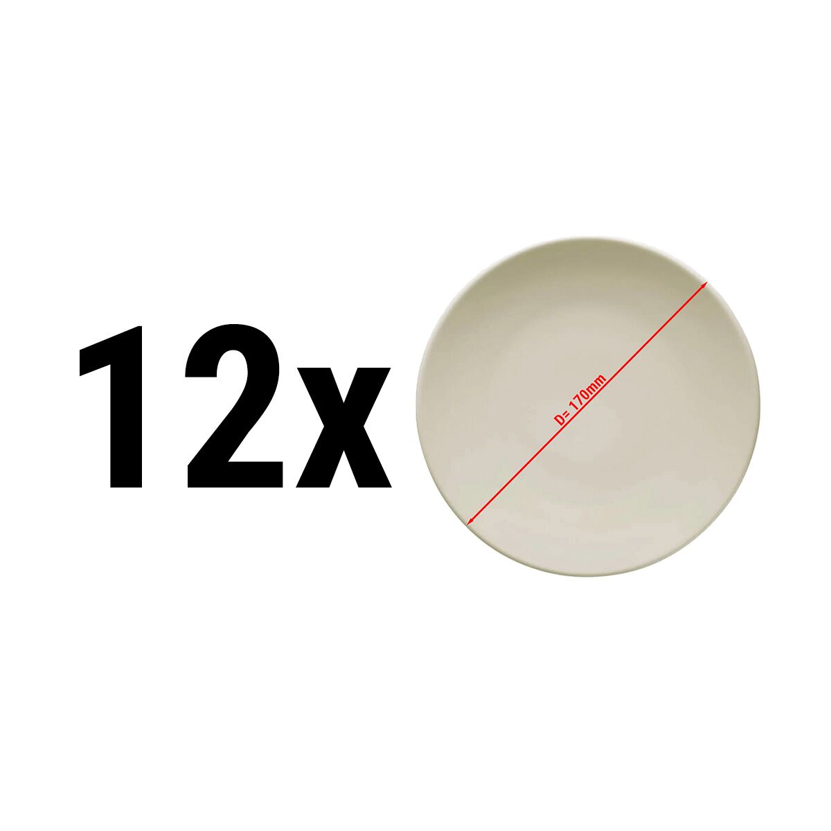 (12 pièces) TEOS - Assiette - Plate - Ø 170 mm - Crème