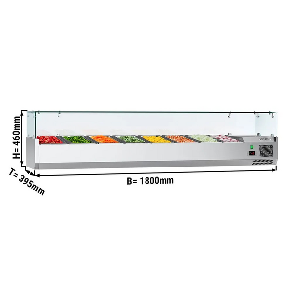 Opzetkoelvitrine ECO - 1800x395mm - 8x GN 1/3