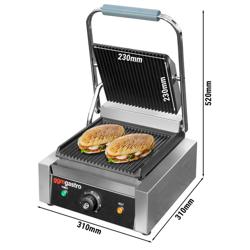 Επαγγελματική Μονή τοστιέρα panini - 2,2 kW - ραβδωτή πάνω & κάτω - Διαστάσεις πλάκας: 230x230 mm