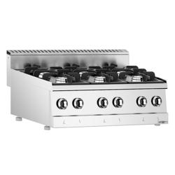 Cucina a gas professionale - 900x600x300mm - 36,0 kW - 6 fuochi - da banco