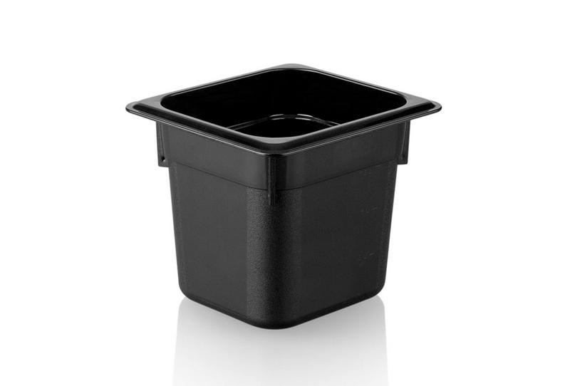 (6 kusů) Polykarbonátová nádoba GN 1/6 - černá - výška: 150 mm