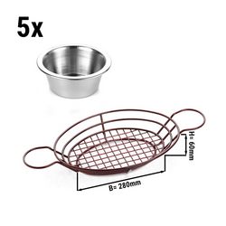 (5 stuks) Hapjesmand met ovale dipsaus bakjes