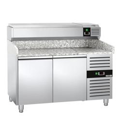Pizzawerkbank PREMIUM - 1500x800mm - met granieten werkblad - met 2 deuren - incl. opzetkoelvitrine - 7x GN 1/4