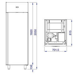Roestvrijstalen vrieskast PREMIUM - GN 2/1 - 700 liter - met 1 deur