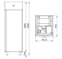 مجمد عمودي ستانلس ستيل PREMIUM - GN 2/1 - 700 mm - 650 L - حتى -22…-10 °C - مع باب زجاجي واحد