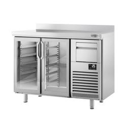 Barkoeledag PREMIUM PLUS - 1468x600mm - met 2 glazen draaideuren, spatrand & uitklopper voor koffie