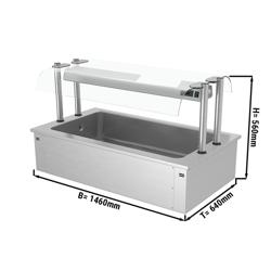 Inbouw ijsbak - 1460mm - 4x GN 1/1 - 160L - met glazen hoestscherm (tweezijdig) - crushed ice