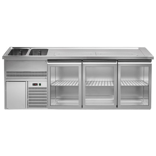 Frigider pentru bere 2,5 x 0,7 m - cu 3 uşi din sticlă