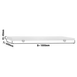 Tagliere professionale in polietilene (HDPE) - 1000x600mm - Spessore: 40mm - Conforme HACCP - Bianco - con fermi antiscivolo - dotato di 4 fermi