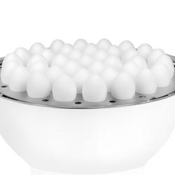 Commercial Egg Warmer – WHITE LINE, 37-egg, White, Powder-coated 304 stainless steel, Plexiglass lid, Manual thermostat