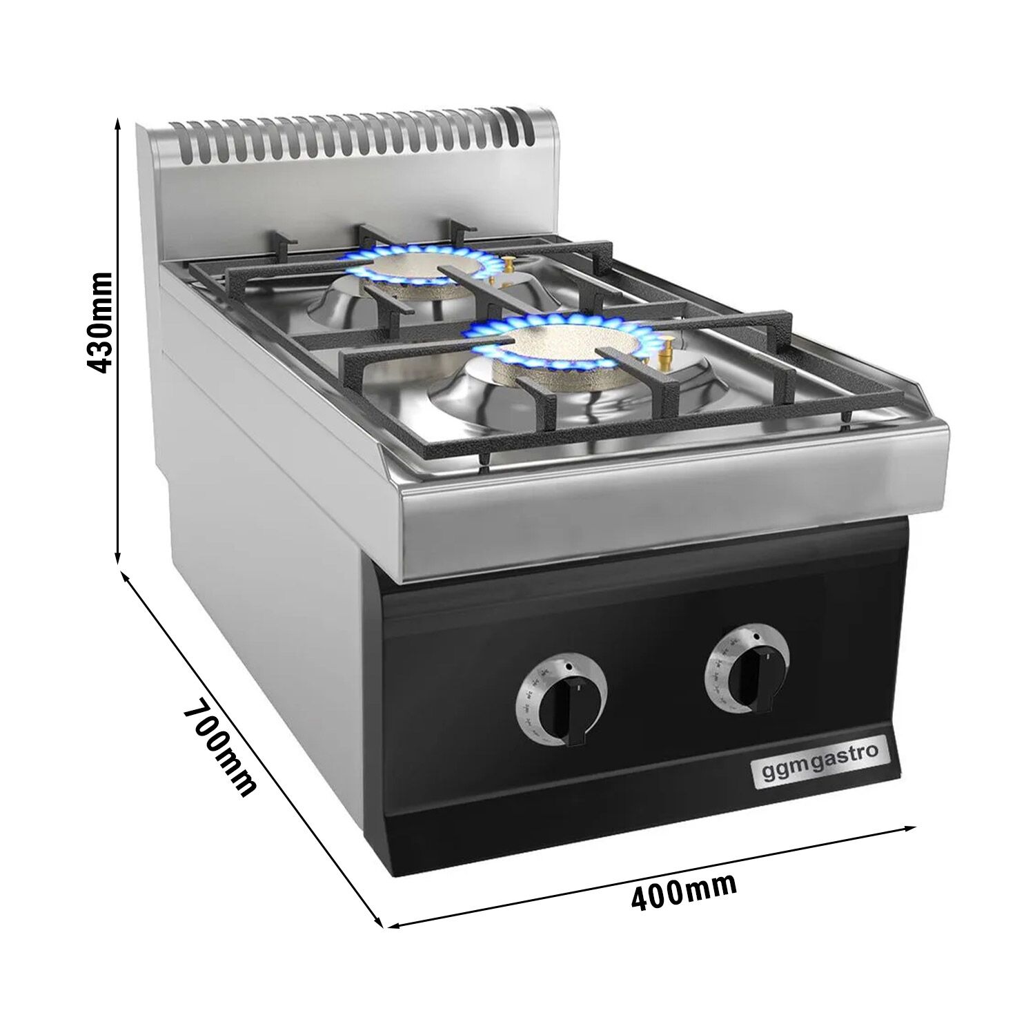 Fogão a gás – 2 queimadores (10 kW) com chama piloto