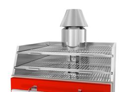  Carbone - Forno griglia a carbone  - 704 mm - con ripiano griglia  e base armadiata   - Rosso