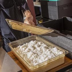 (6 pieces) CAMBRO | H-PAN™ Heat-Resistant  Gastronorm Container - 1/1 - Amber – 100 mm 