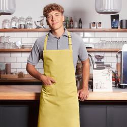 (6 pieces) KARLOWSKY | Basic Chef Bib Apron with Pocket – Sun Yellow - 750×900 mm - 2-Section Pocket