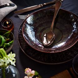 (4 pieces) Vittoria Stoneware Serving Bowl Ø24 cm – Brown - Stackable - Dishwasher & Microwave Safe