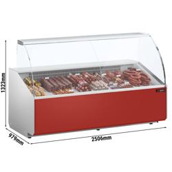 Koeltoonbank - 2506x979mm - 512 liter - front rood - rechte ruit