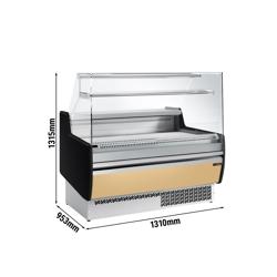 Comptoir vitrine réfrigérée - 1310x953mm - +0/+6°C - 2 portes - 1 étagère - Façade beige