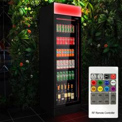 Getränkekühlschrank - 345 Liter - rahmenloses Design - 1 Glastür & farbigem LED-Licht