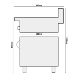 Cuisinière à gaz - 16 kW - 4 brûleurs - incl. soubassement avec 2 portes