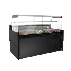 Serve Over Counter - 1880x975mm - black front - with sliding rear windows - marble worktop - capacity 175 litres