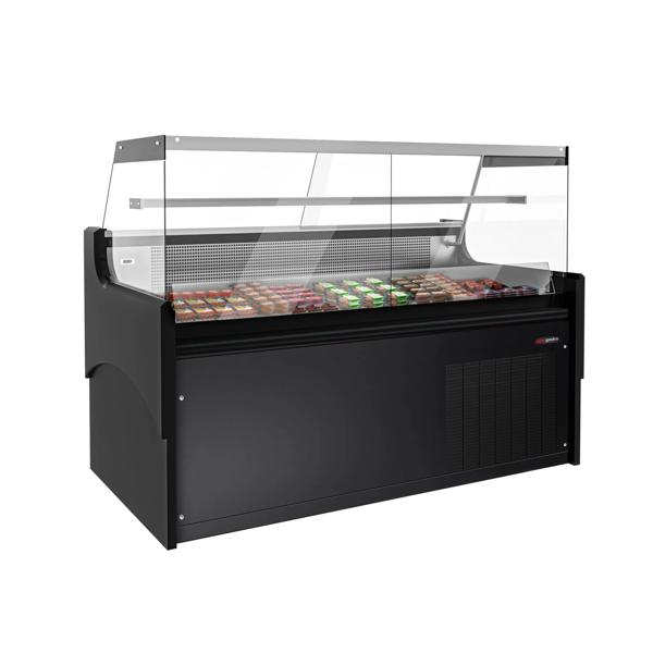 Serve Over Counter - 1880x975mm - black front - with sliding rear windows - marble worktop - capacity 175 litres