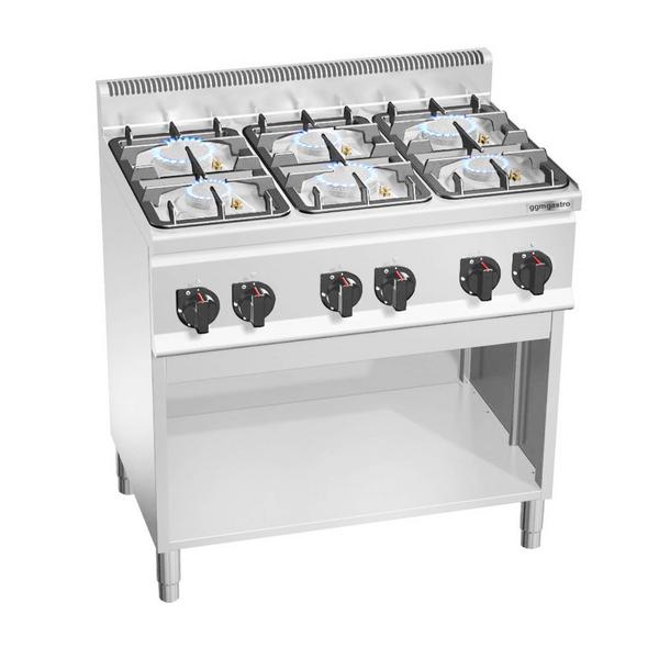 Cocina a gas - 28,5kW - 6 fuegos - modelo de alto rendimiento