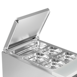 Saladette PREMIUM - 450mm - 1 glazen deur - met ingang voor 1x GN 1/1 & Roestvrijstalen deksel